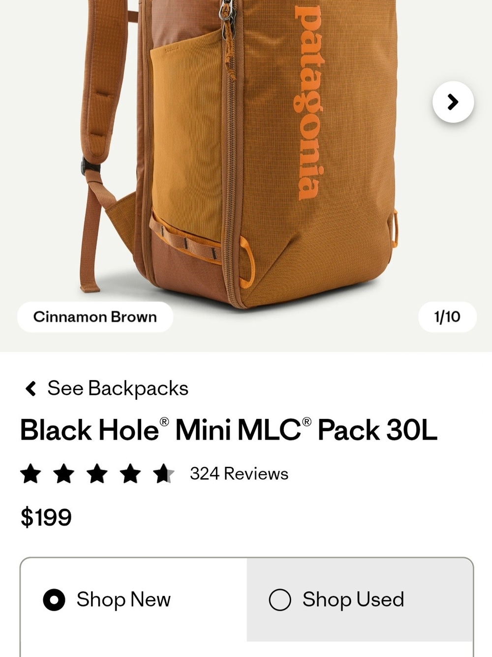 Patagonia Cinnamon Brown Black Hole Mini MLC 30L Backpack